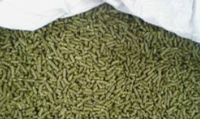Close-up of lucerne feed pellets